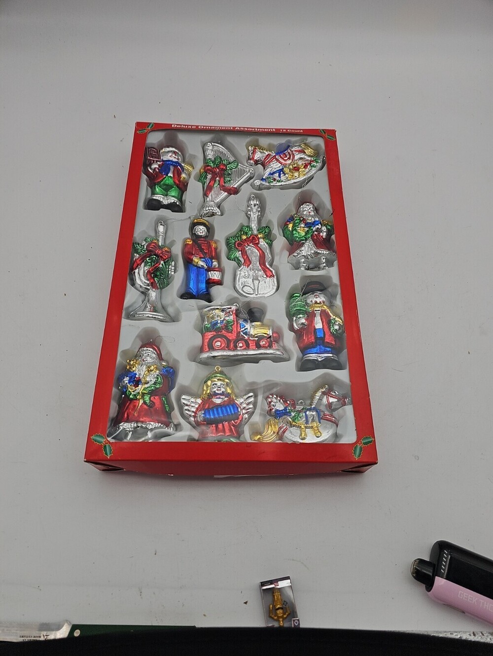 12 PC “Glass Look “ Plastic Ornament Snowman Santa Holiday Style Year 2000 Rare